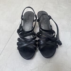 MUDD Sandals Strappy Chunky Heels Black Size 7.5 Y2K 3.5 Inch Heel Comfy